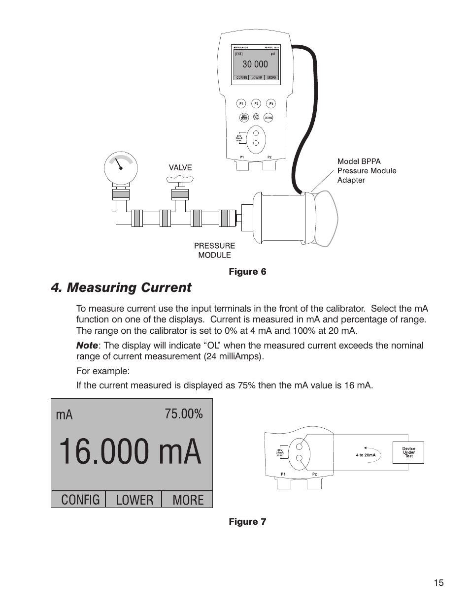 Measuring current | Martel Electronics BetaGauge 321A User Manual | Page 17 / 48