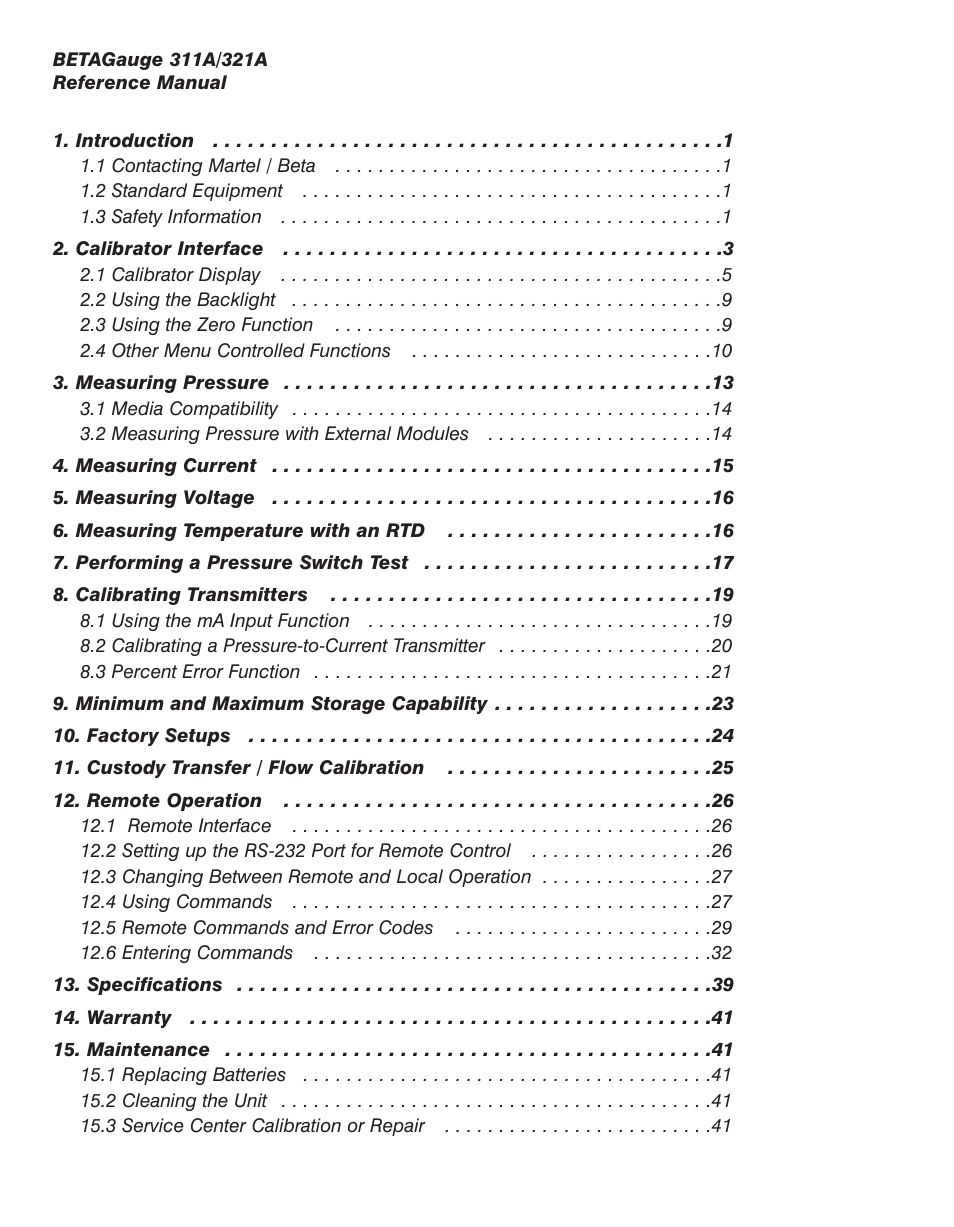 Martel Electronics BetaGauge 321A User Manual | Page 2 / 48