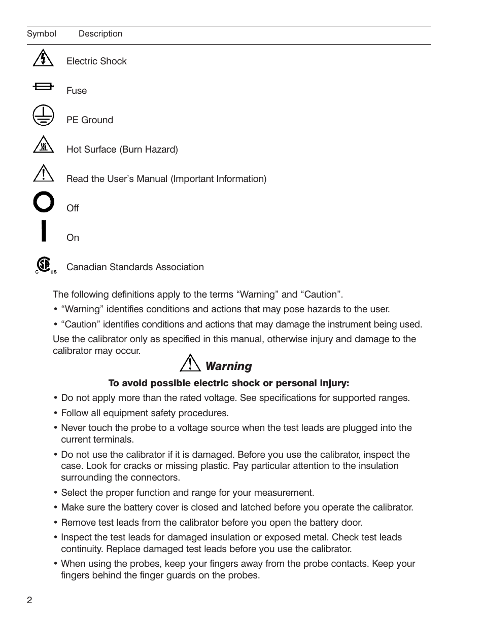 Warning | Martel Electronics BetaGauge 321A User Manual | Page 4 / 48