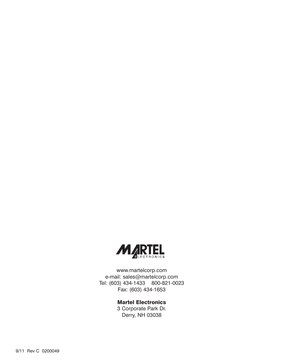 Martel Electronics BetaGauge 321A User Manual | Page 48 / 48