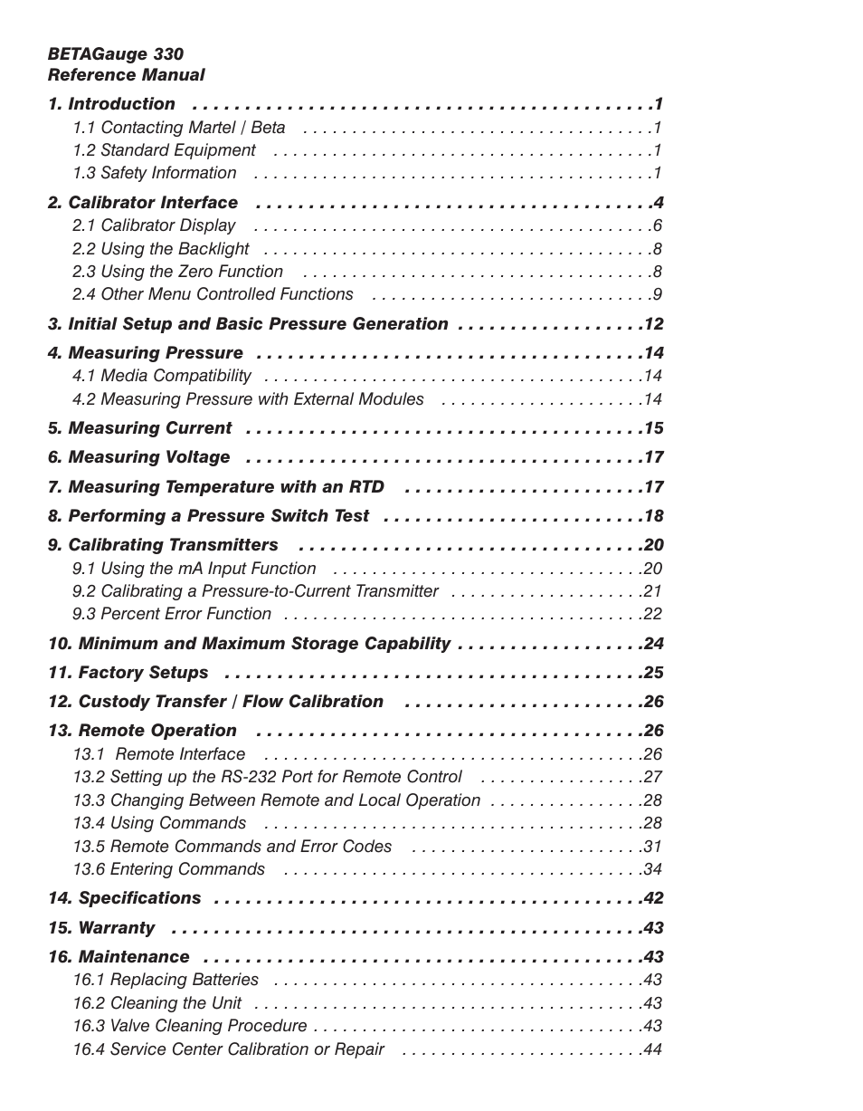 Martel Electronics BetaGauge 330 User Manual | Page 2 / 48