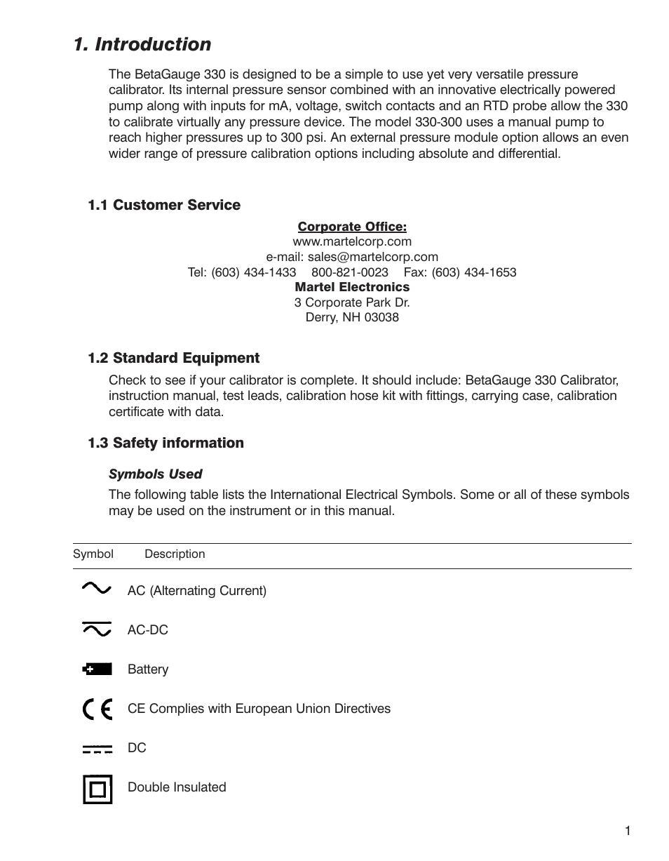 Introduction | Martel Electronics BetaGauge 330 User Manual | Page 3 / 48
