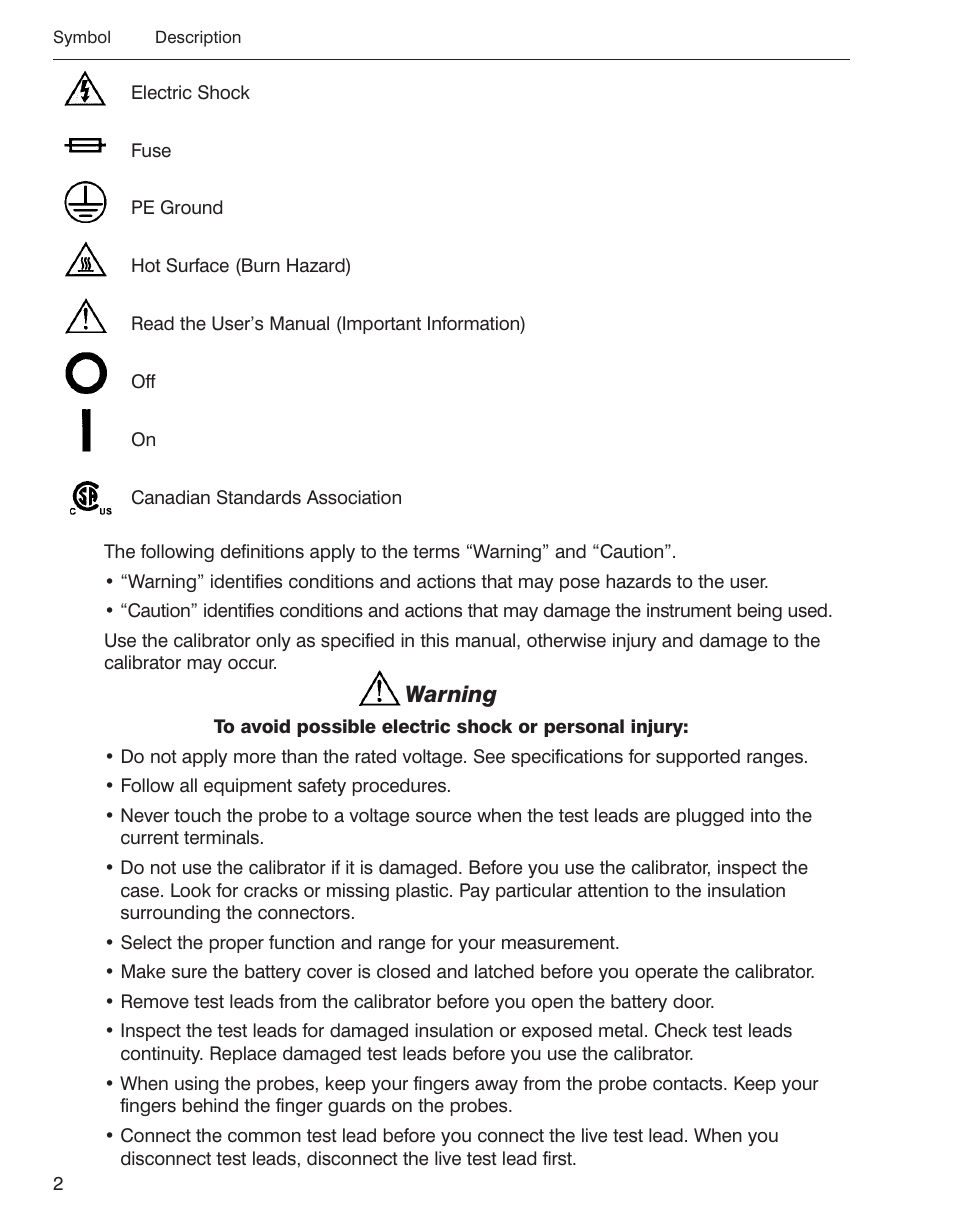 Warning | Martel Electronics BetaGauge 330 User Manual | Page 4 / 48