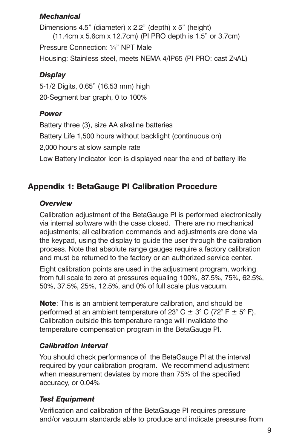Martel Electronics BetaGauge PI PRO User Manual | Page 11 / 20