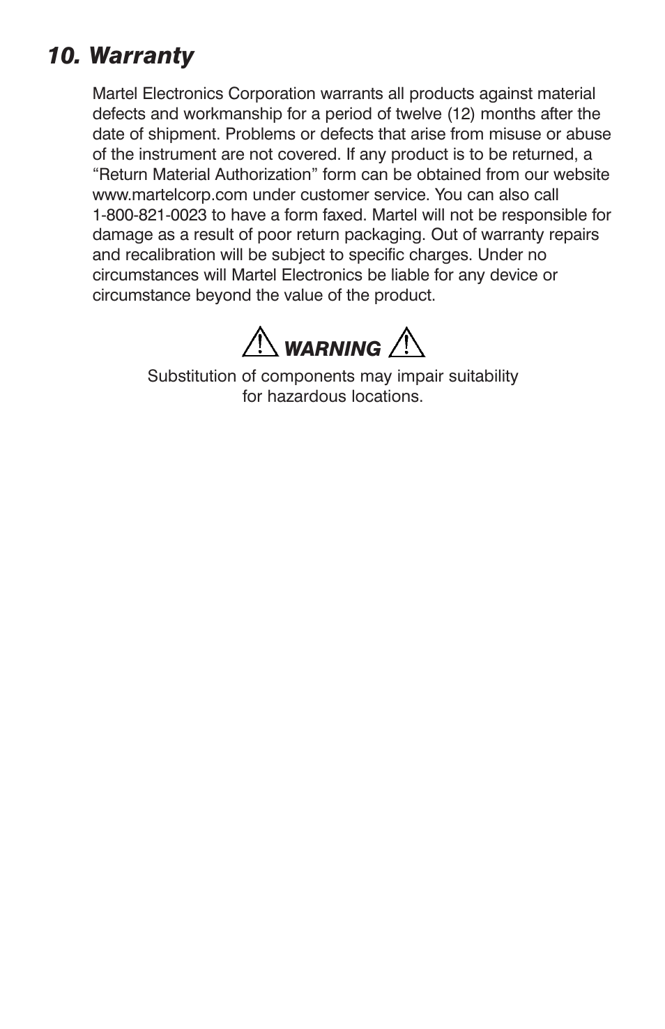 Warranty | Martel Electronics BetaGauge PI PRO User Manual | Page 19 / 20