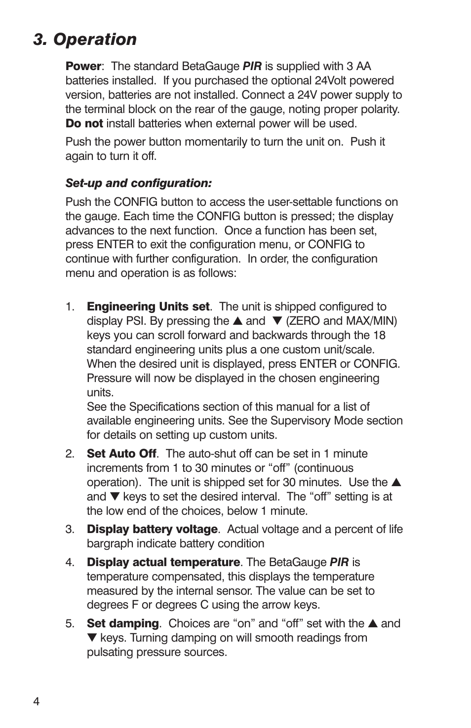 Operation | Martel Electronics BetaGauge PIR PRO User Manual | Page 6 / 24