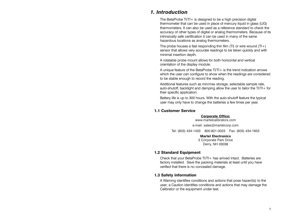 Introduction | Martel Electronics BetaProbe TI/TI+ User Manual | Page 2 / 9