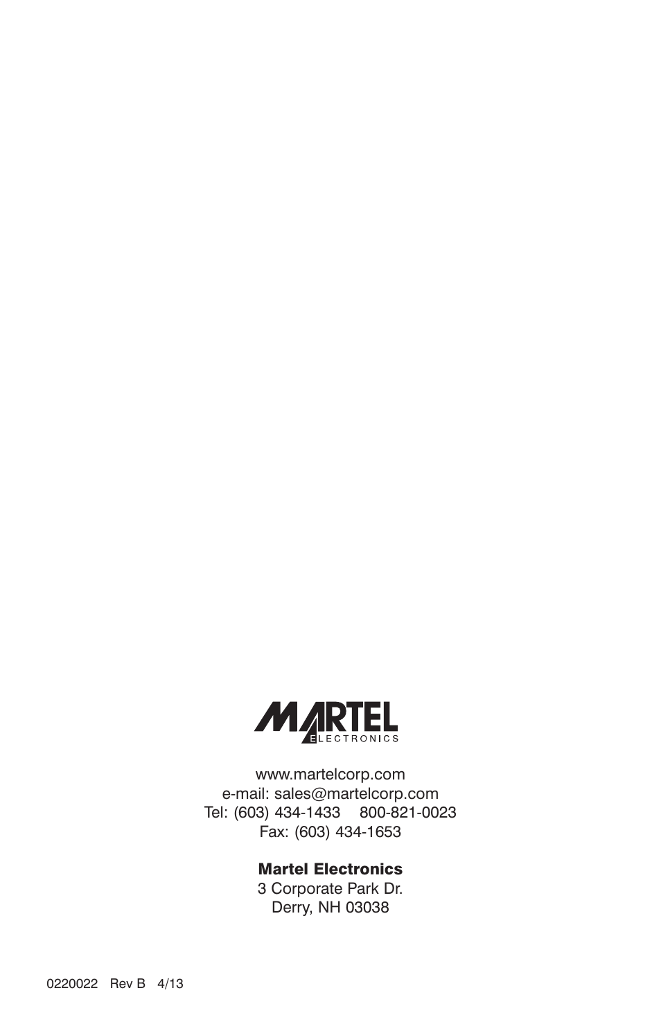 Martel Electronics DPC300A User Manual | Page 48 / 48