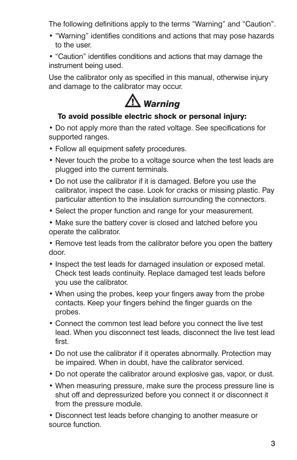 Warning | Martel Electronics DPC300A User Manual | Page 5 / 48