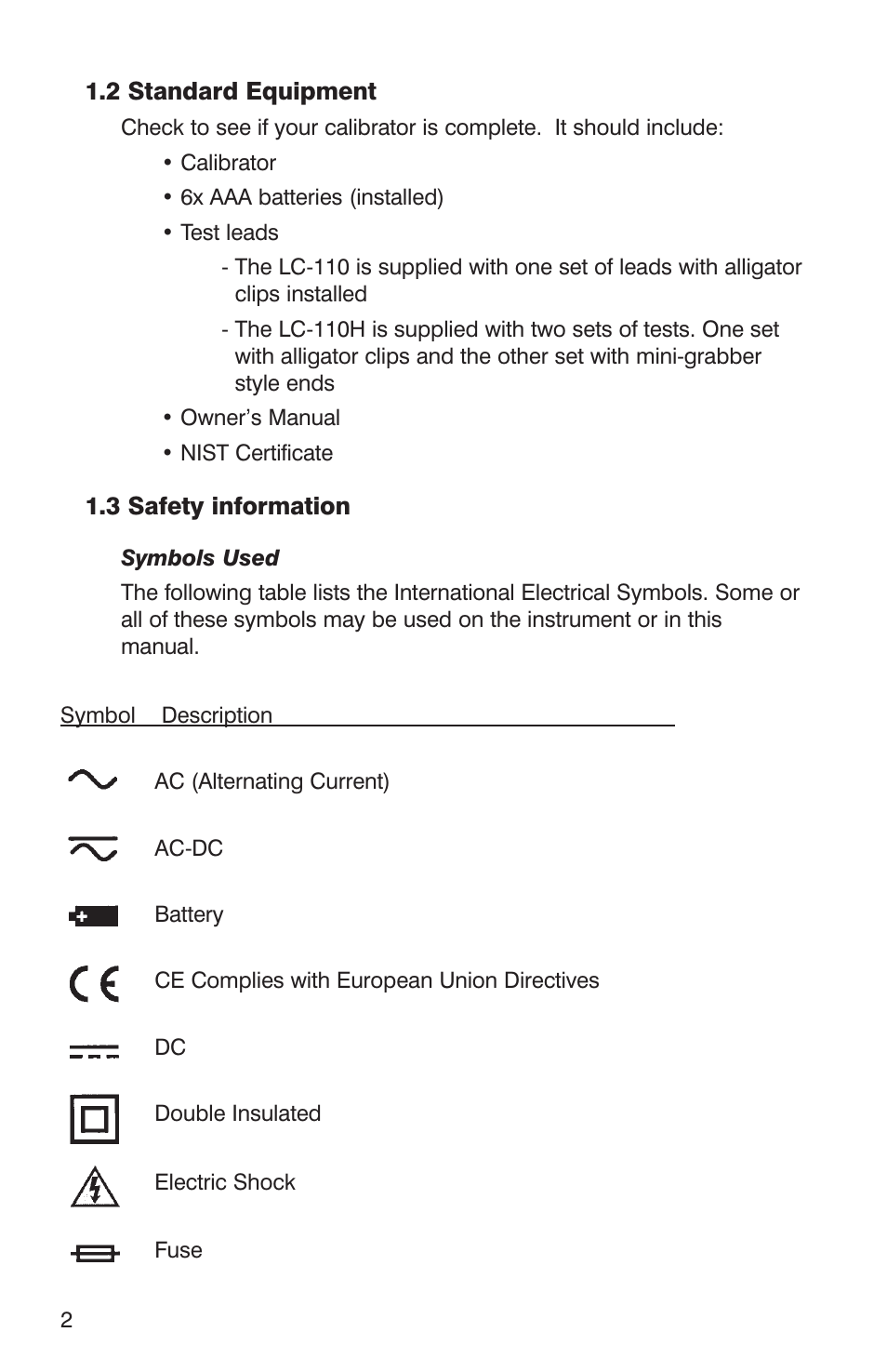 Martel Electronics LC-110/H User Manual | Page 4 / 50