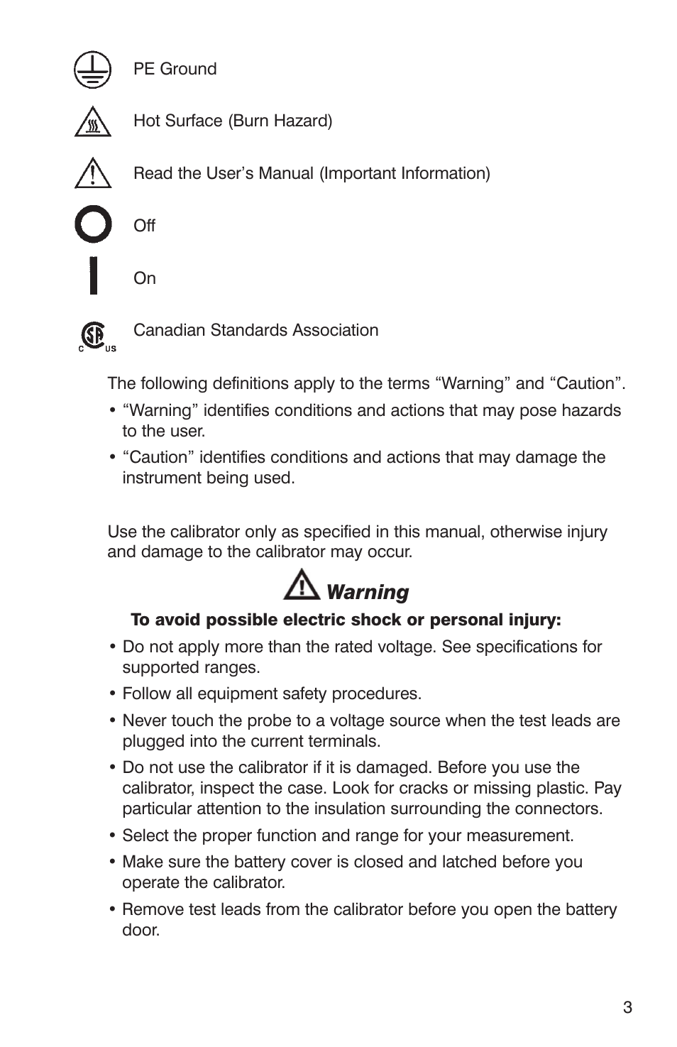 Warning | Martel Electronics LC-110/H User Manual | Page 5 / 50