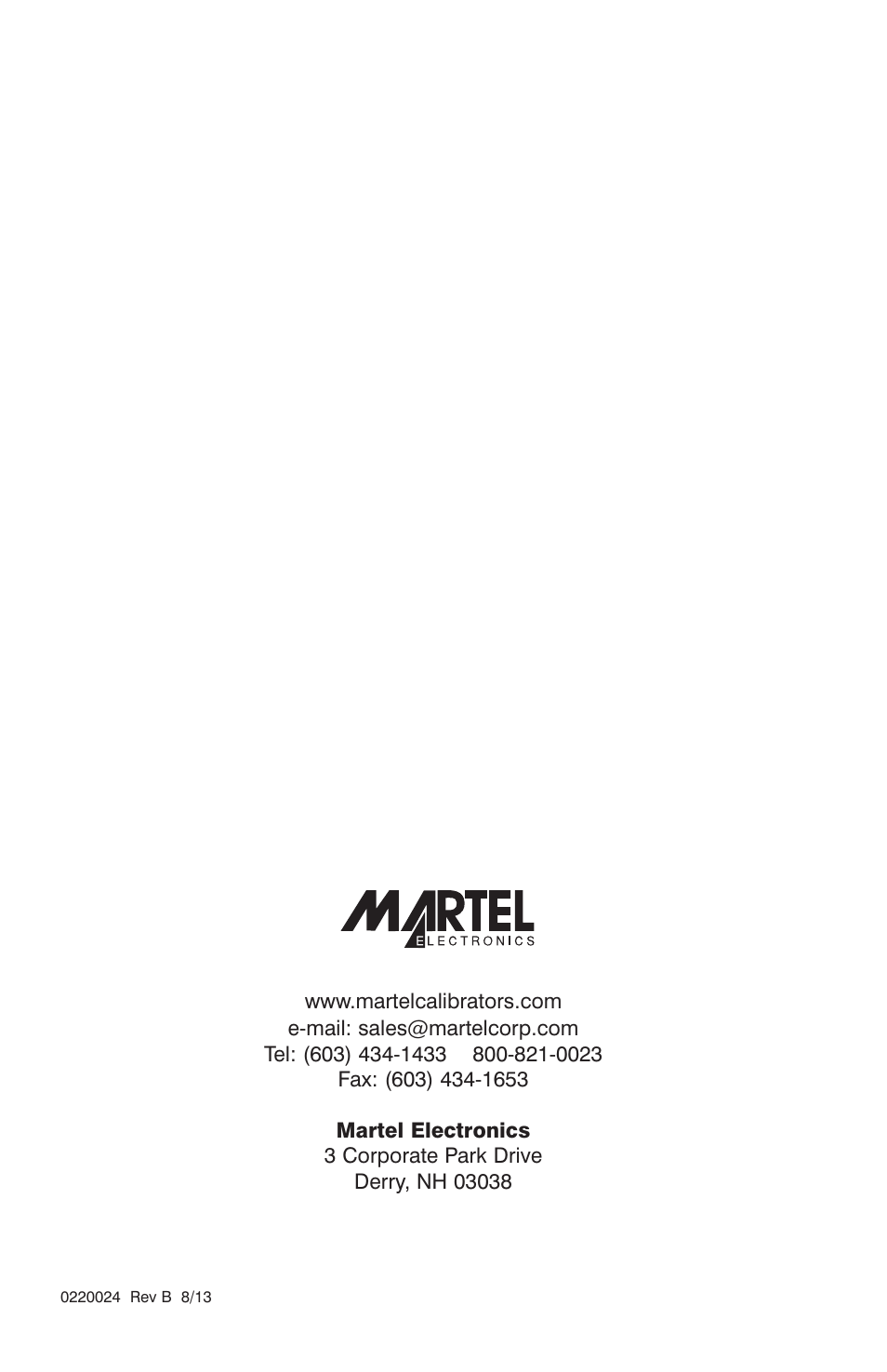 Martel Electronics LC-110/H User Manual | Page 50 / 50