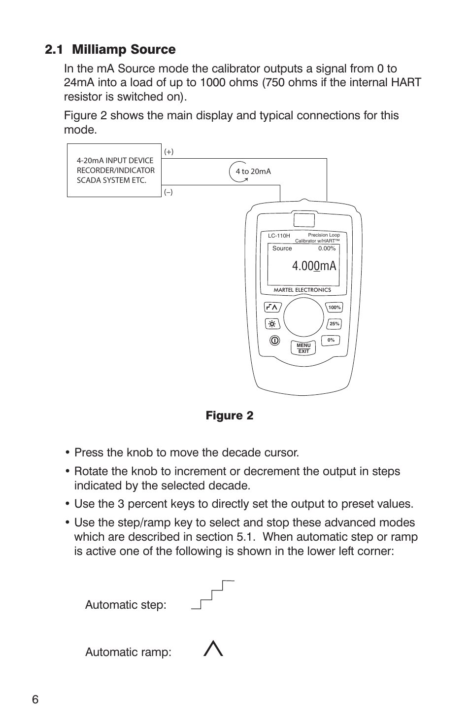 1 milliamp source, 000ma | Martel Electronics LC-110/H User Manual | Page 8 / 50