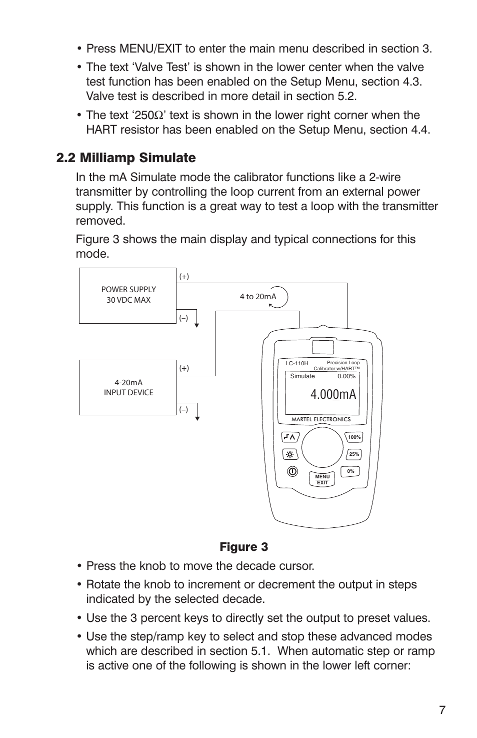 2 milliamp simulate, 000ma | Martel Electronics LC-110/H User Manual | Page 9 / 50