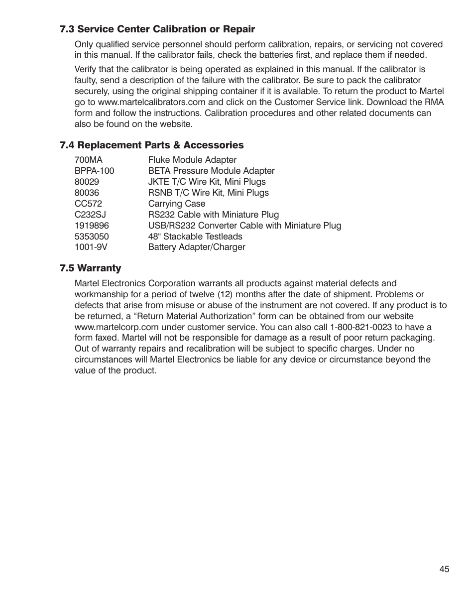 Martel Electronics MC1010 User Manual | Page 45 / 46