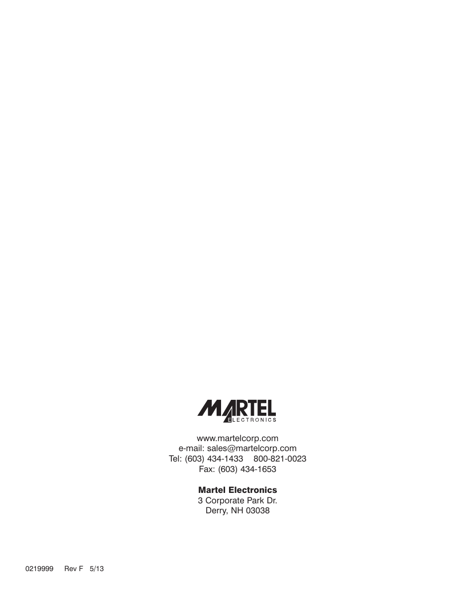 Martel Electronics MC1010 User Manual | Page 46 / 46