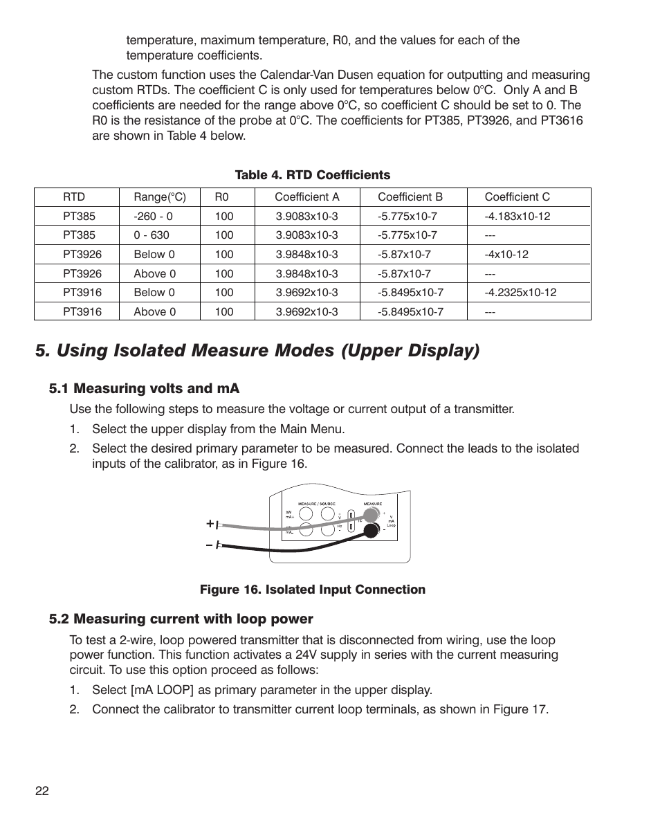 Using isolated measure modes (upper display) | Martel Electronics MC1210 User Manual | Page 22 / 56