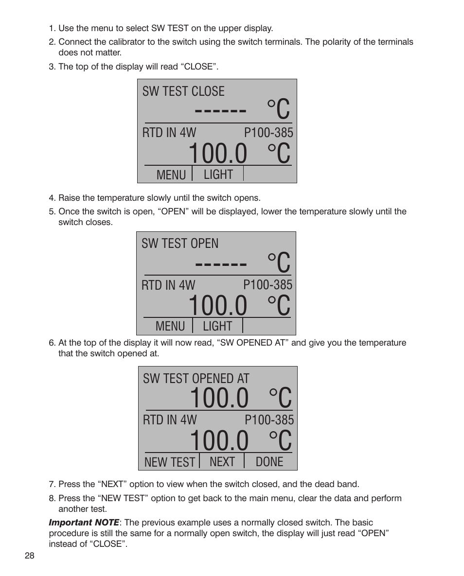 0 °c ------ °c, 0 °c | Martel Electronics MC1210 User Manual | Page 28 / 56