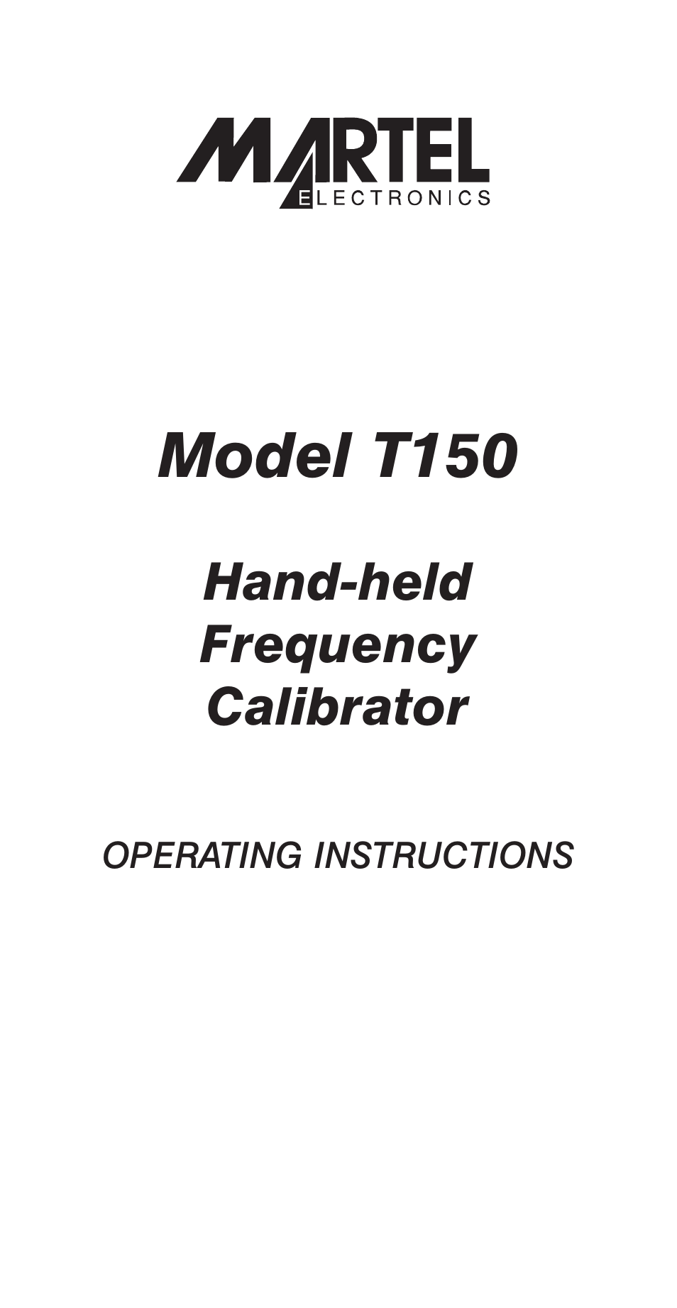 Martel Electronics T150 User Manual | 8 pages