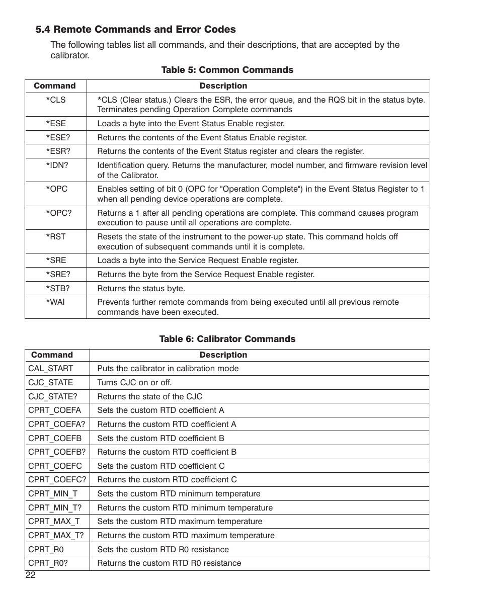 4 remote commands and error codes | Martel Electronics PTC8010 User Manual | Page 22 / 36