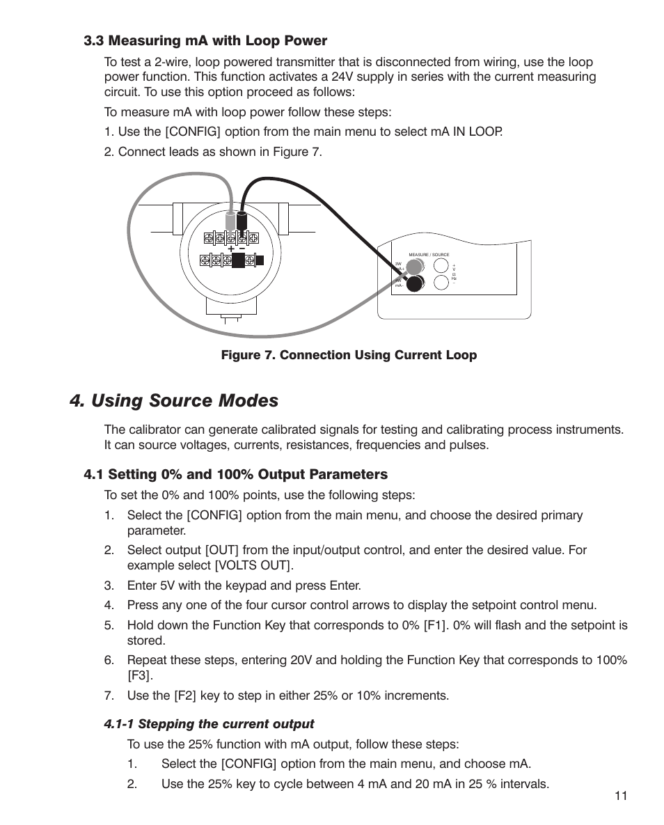 Using source modes, 3 measuring ma with loop power | Martel Electronics PSC4010 User Manual | Page 13 / 36