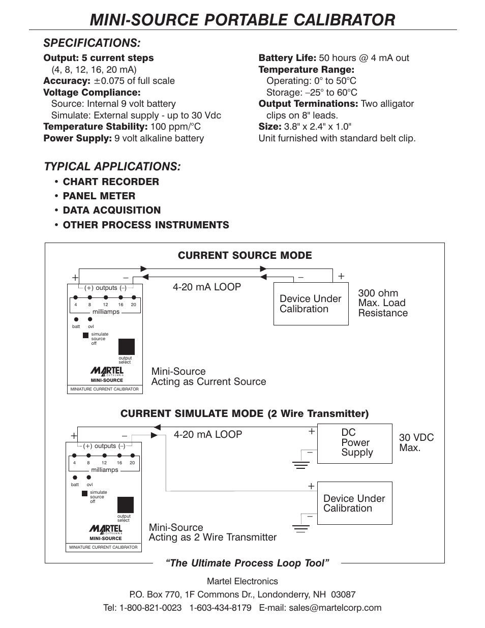 Martel Electronics MS-420 User Manual | 1 page