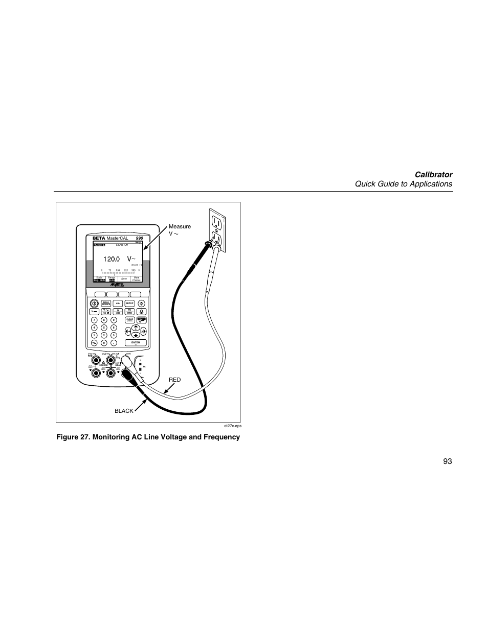 Calibrator quick guide to applications 93, Black red measure v | Martel Electronics MasterCAL User Manual | Page 103 / 140
