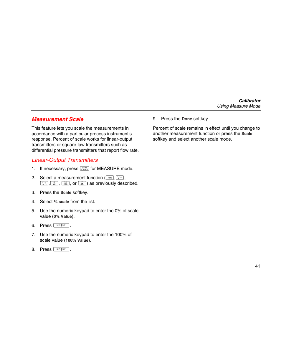 Measurement scale, Linear-output transmitters | Martel Electronics MasterCAL User Manual | Page 51 / 140