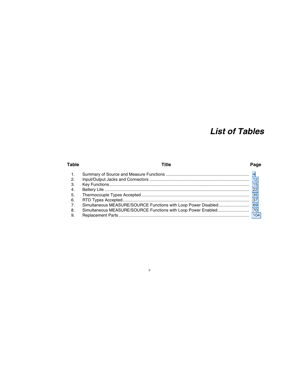 List of tables | Martel Electronics MasterCAL User Manual | Page 7 / 140