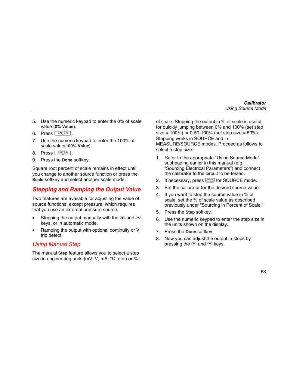 Stepping and ramping the output value, Using manual step | Martel Electronics MasterCAL User Manual | Page 73 / 140