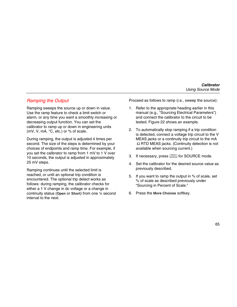 Ramping the output | Martel Electronics MasterCAL User Manual | Page 75 / 140