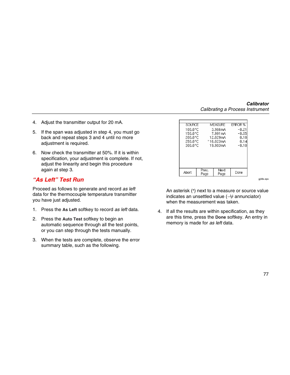 FIas leftﬂ test run, As left” test run | Martel Electronics MasterCAL User Manual | Page 87 / 140