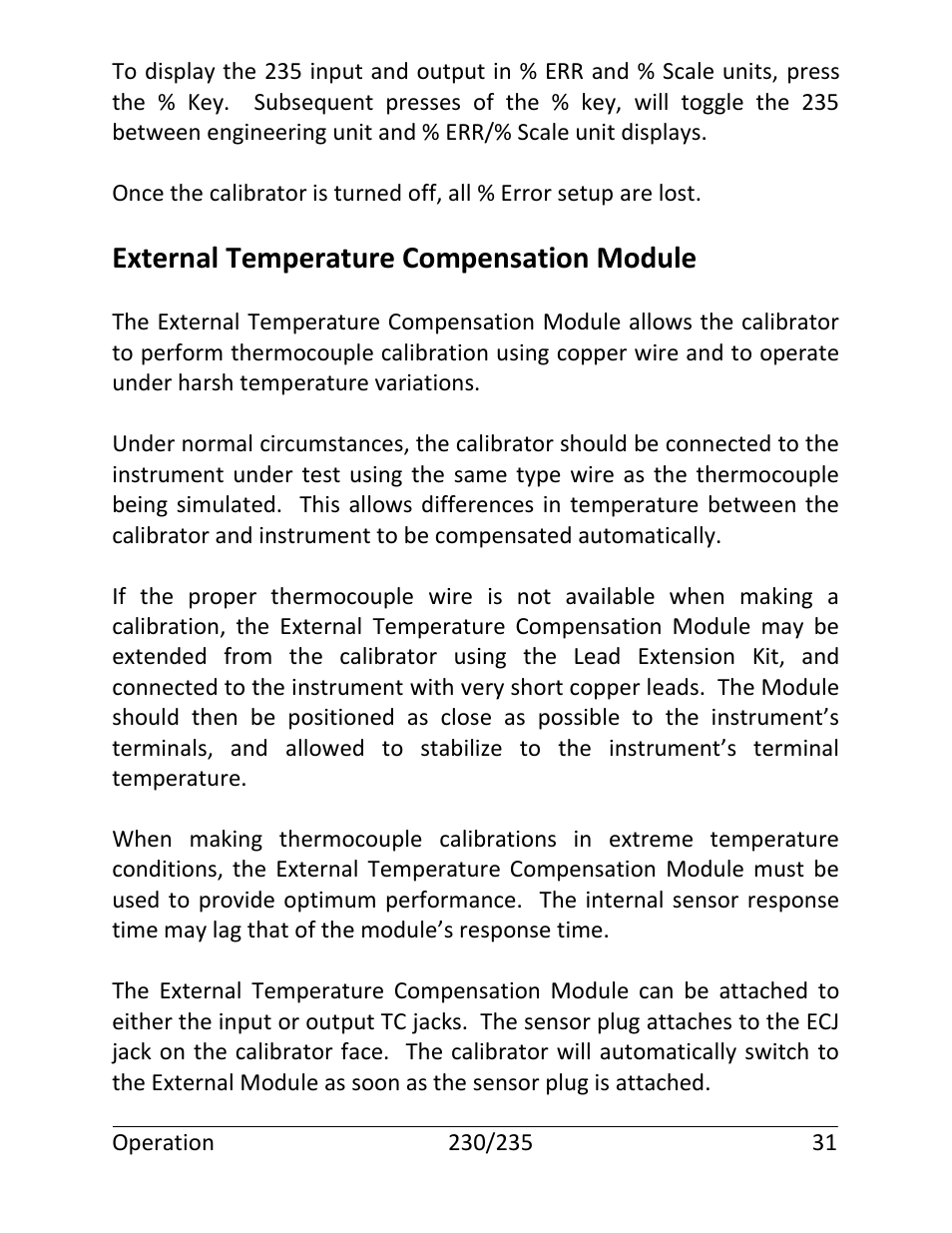 External temperature compensation module | Martel Electronics 235 User Manual | Page 36 / 106