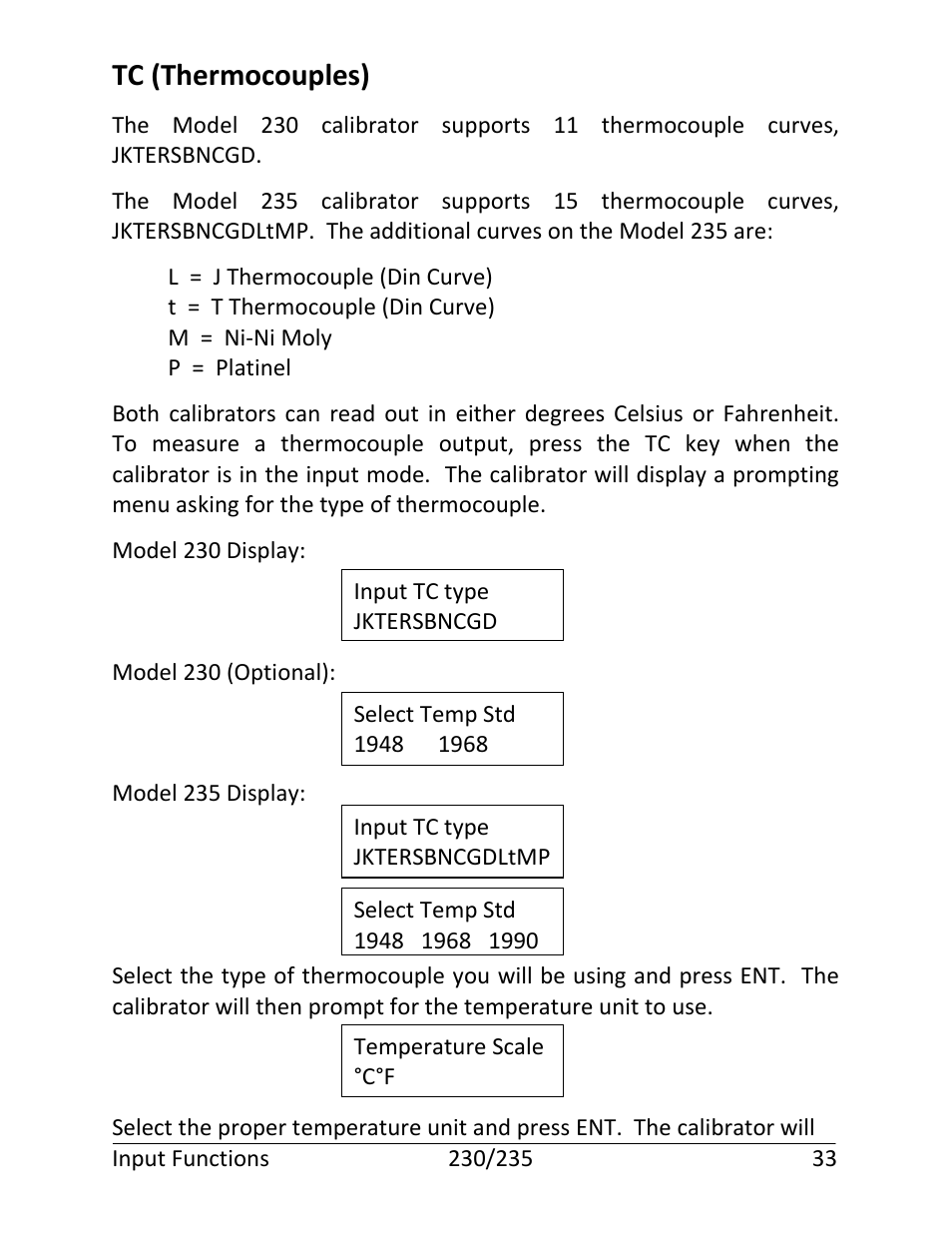 Tc (thermocouples) | Martel Electronics 235 User Manual | Page 38 / 106