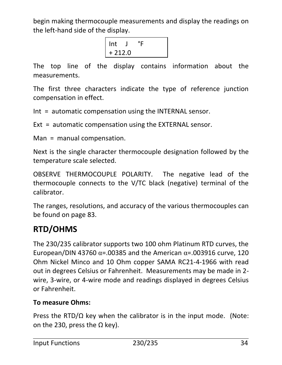 Rtd/ohms, Man = manual compensation | Martel Electronics 235 User Manual | Page 39 / 106