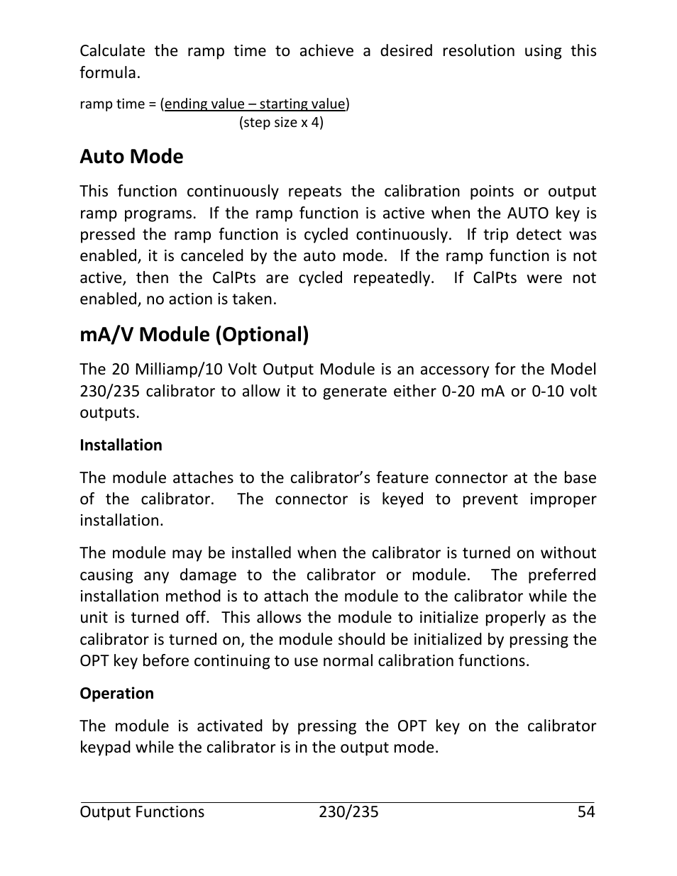 Auto mode, Ma/v module (optional), Installation | Operation | Martel Electronics 235 User Manual | Page 59 / 106