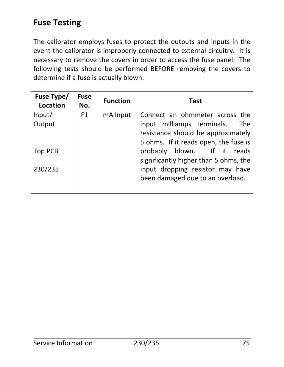 Fuse testing | Martel Electronics 235 User Manual | Page 80 / 106