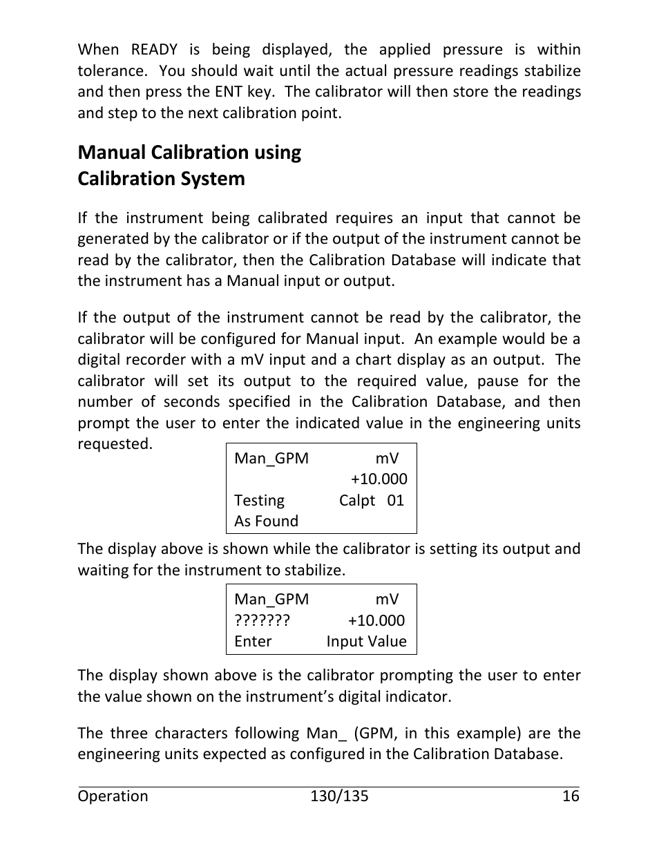 Manual calibration using calibration system | Martel Electronics 135 User Manual | Page 20 / 85