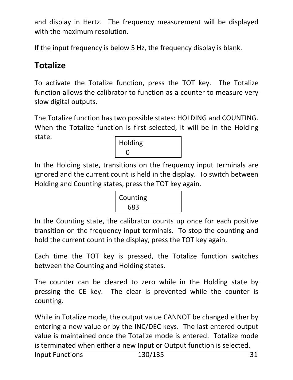 Totalize | Martel Electronics 135 User Manual | Page 35 / 85