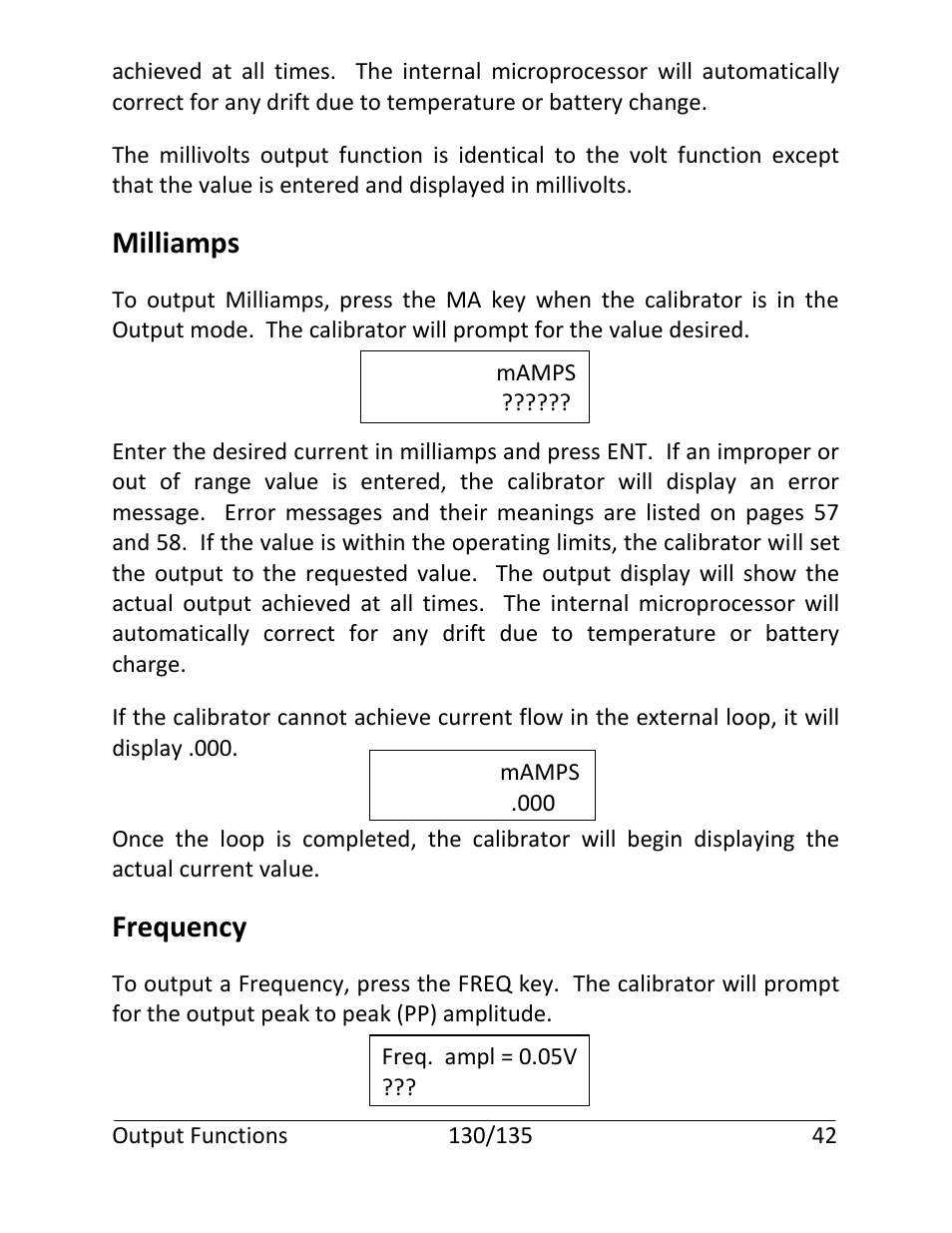 Milliamps, Frequency | Martel Electronics 135 User Manual | Page 46 / 85