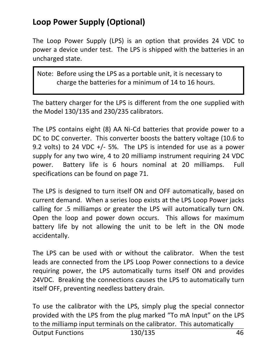 Loop power supply (optional) | Martel Electronics 135 User Manual | Page 50 / 85