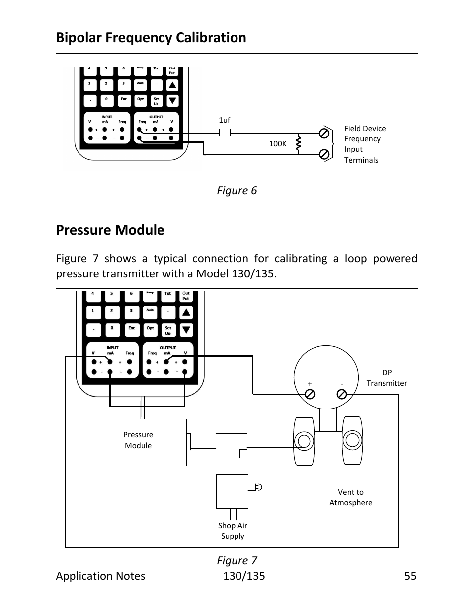 Bipolar frequency calibration, Pressure module | Martel Electronics 135 User Manual | Page 59 / 85