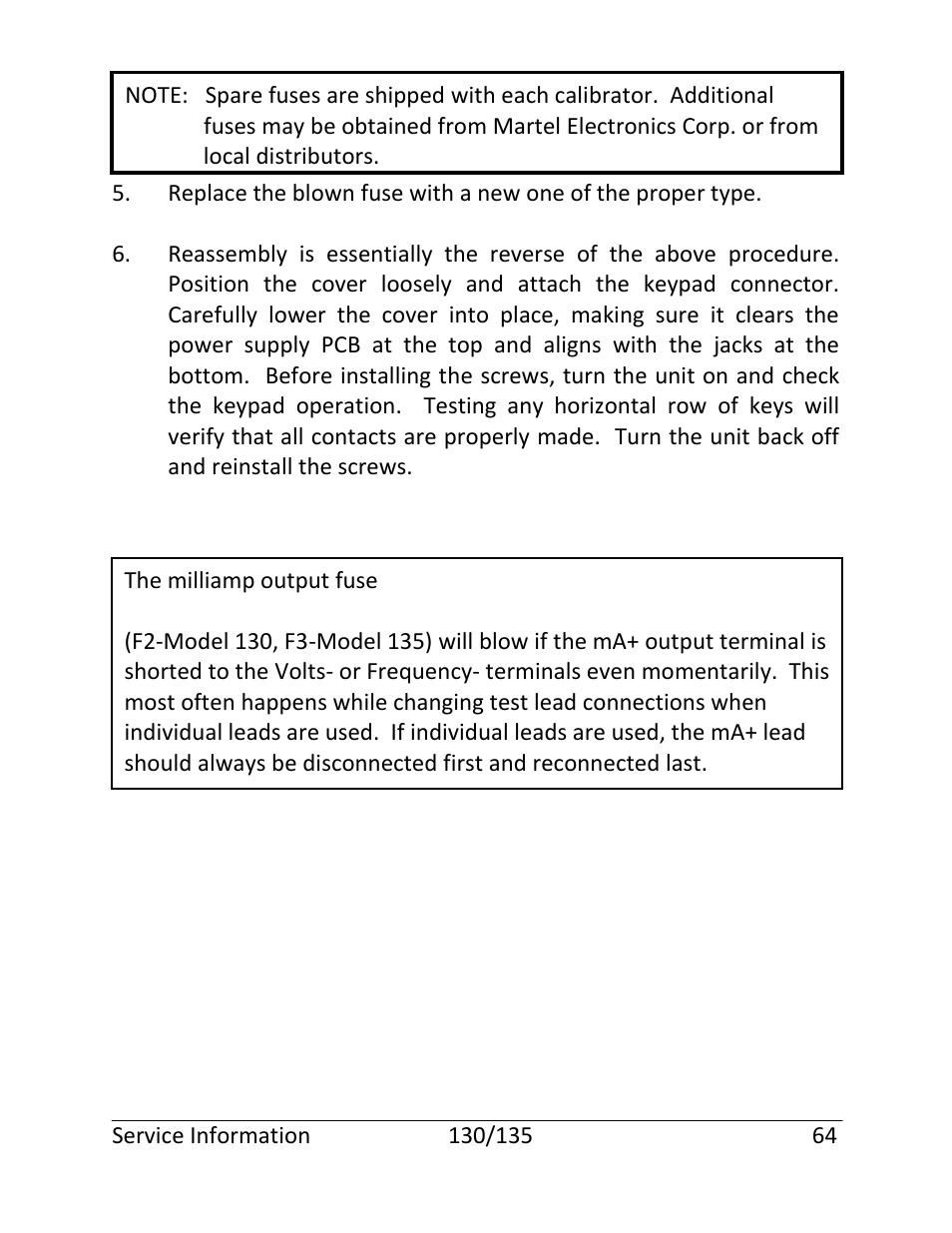 Martel Electronics 135 User Manual | Page 68 / 85