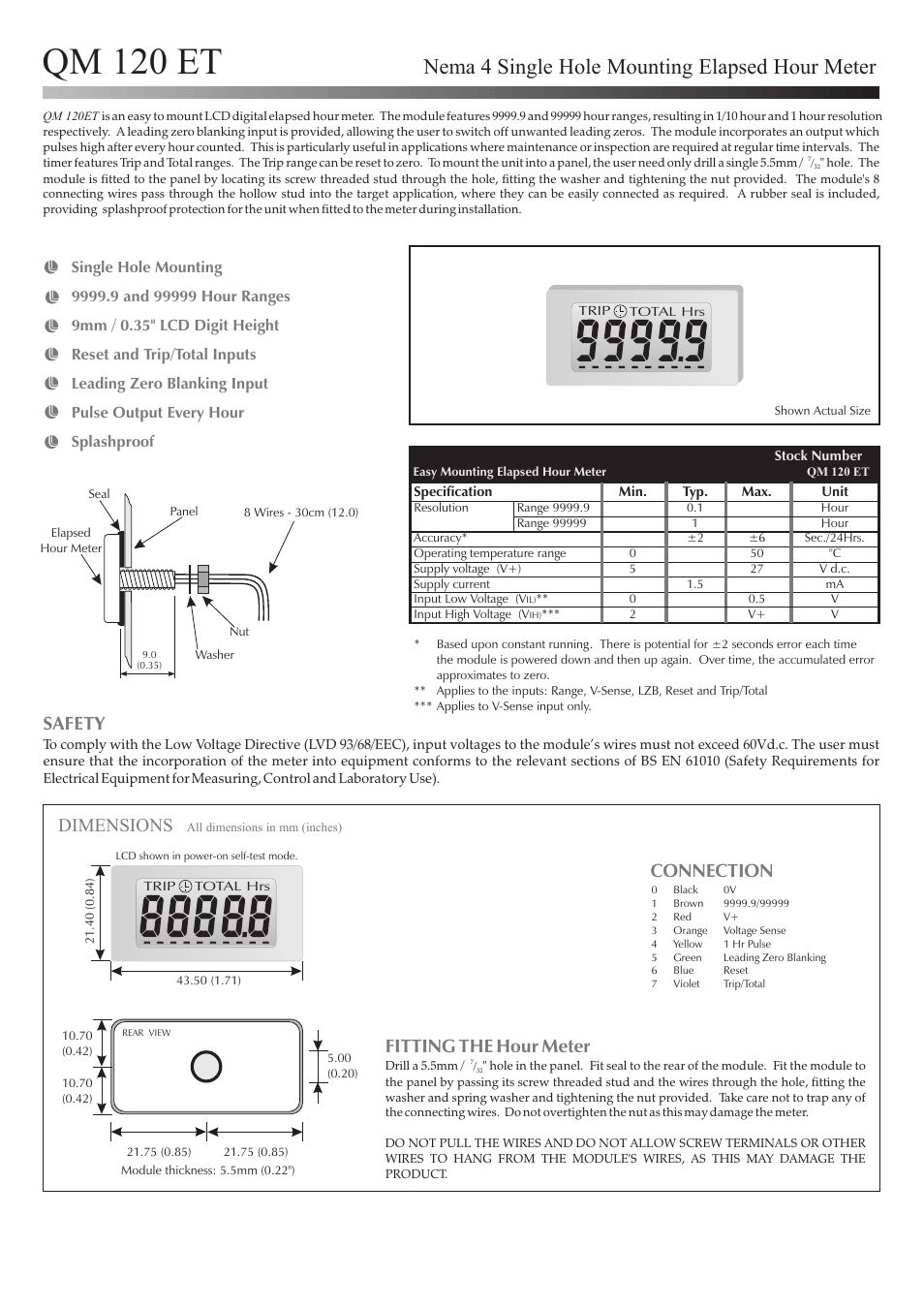 Martel Electronics QM120ET User Manual | 2 pages