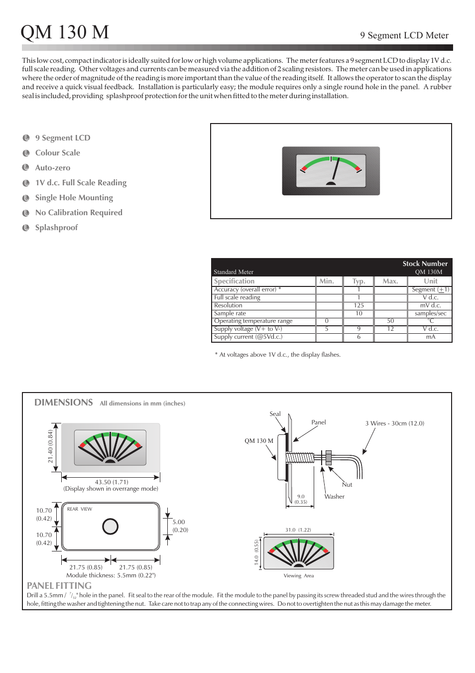 Martel Electronics QM130M User Manual | 2 pages