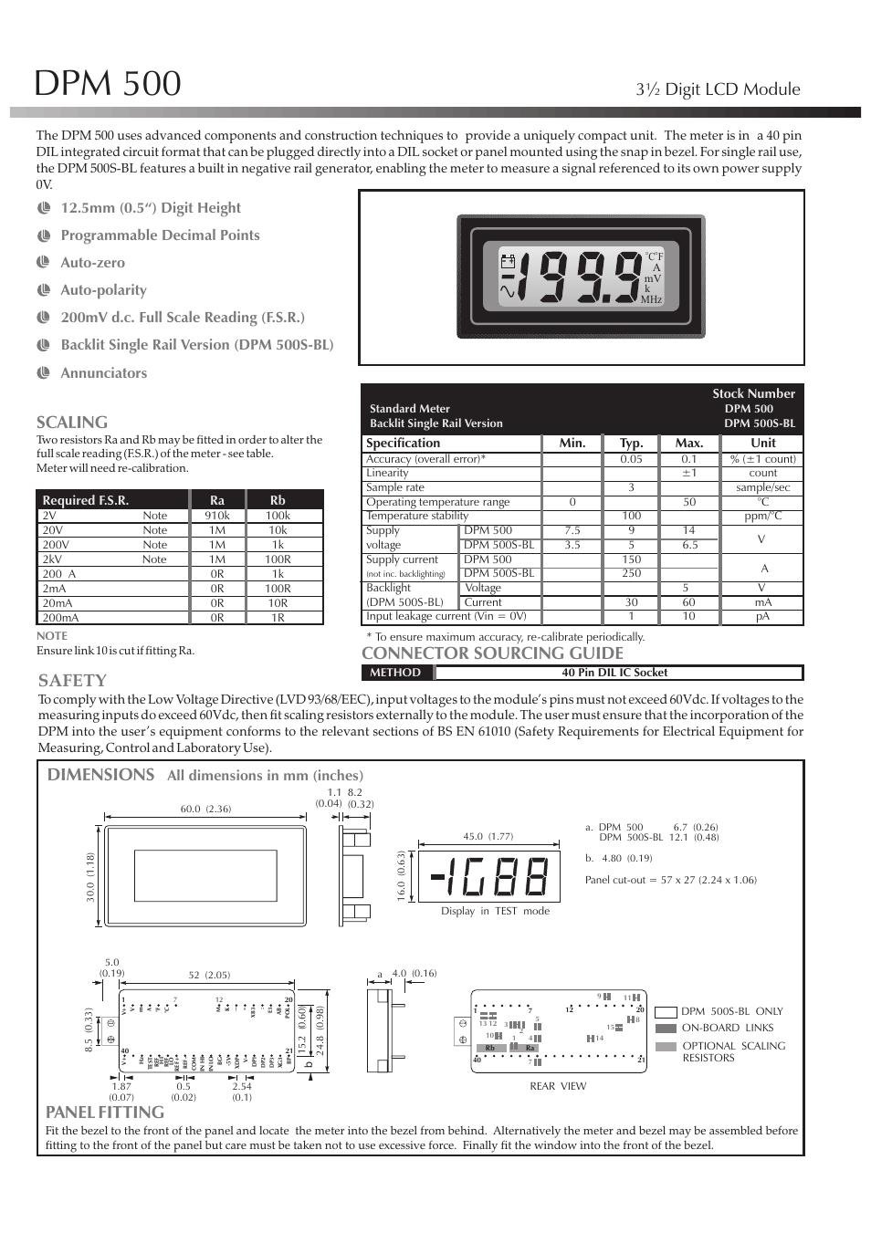 Martel Electronics DPM500 User Manual | 2 pages