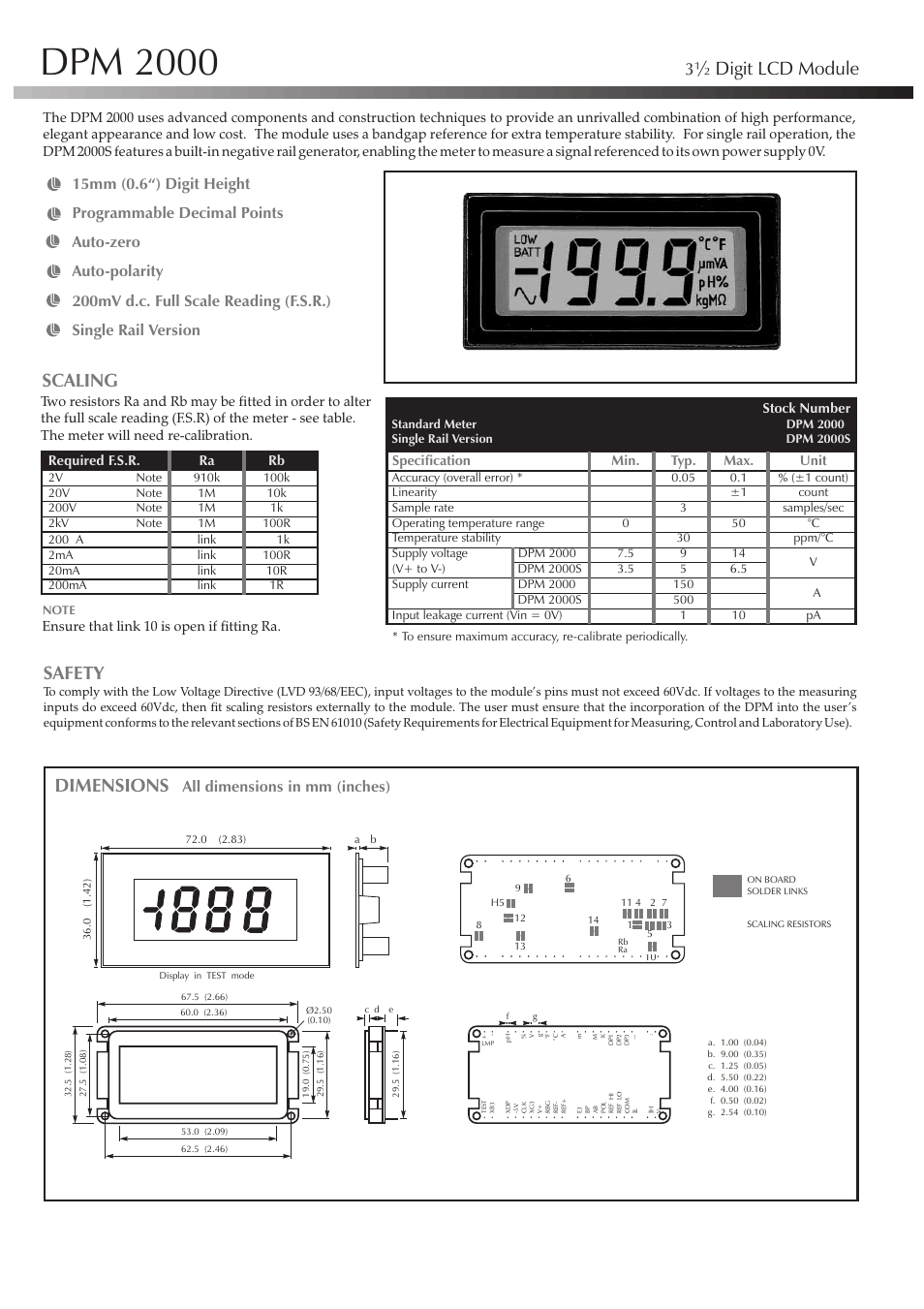 Martel Electronics DPM2000 User Manual | 2 pages