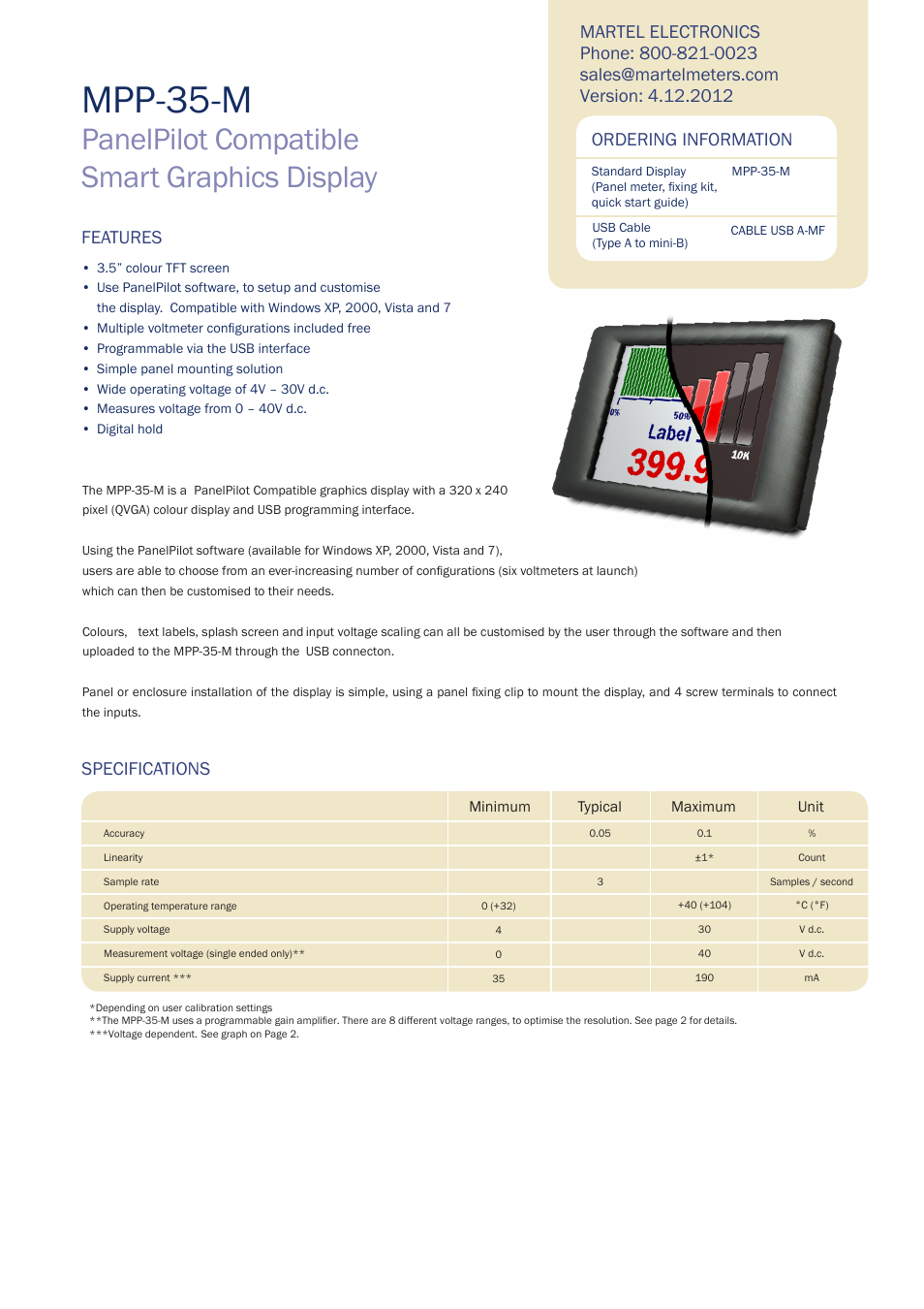 Martel Electronics MPP-35-M User Manual | 5 pages