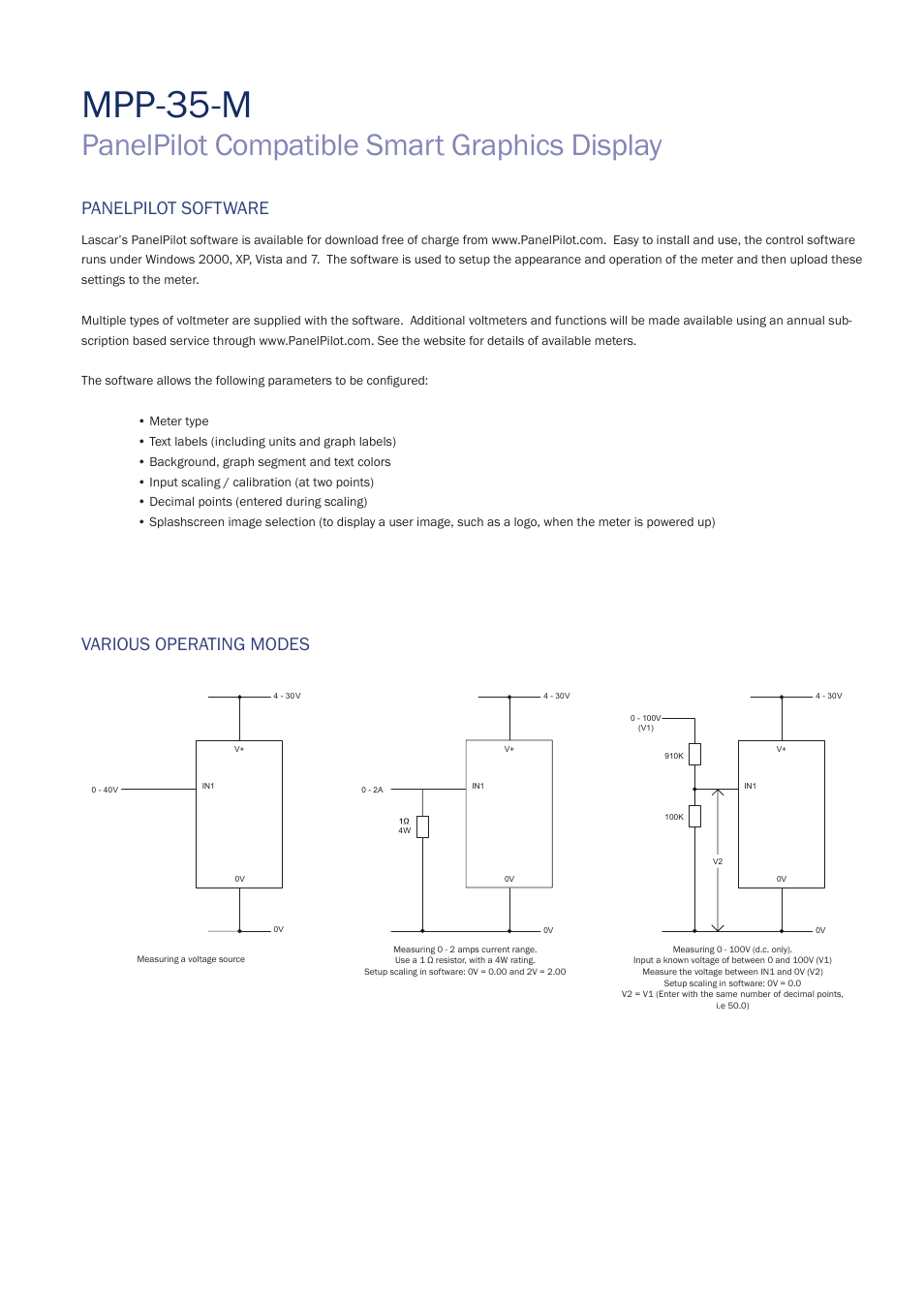 Mpp-3 5-m, Panelpilot compatible smart graphics display, Various operating modes | Panelpilot software | Martel Electronics MPP-35-M User Manual | Page 4 / 5