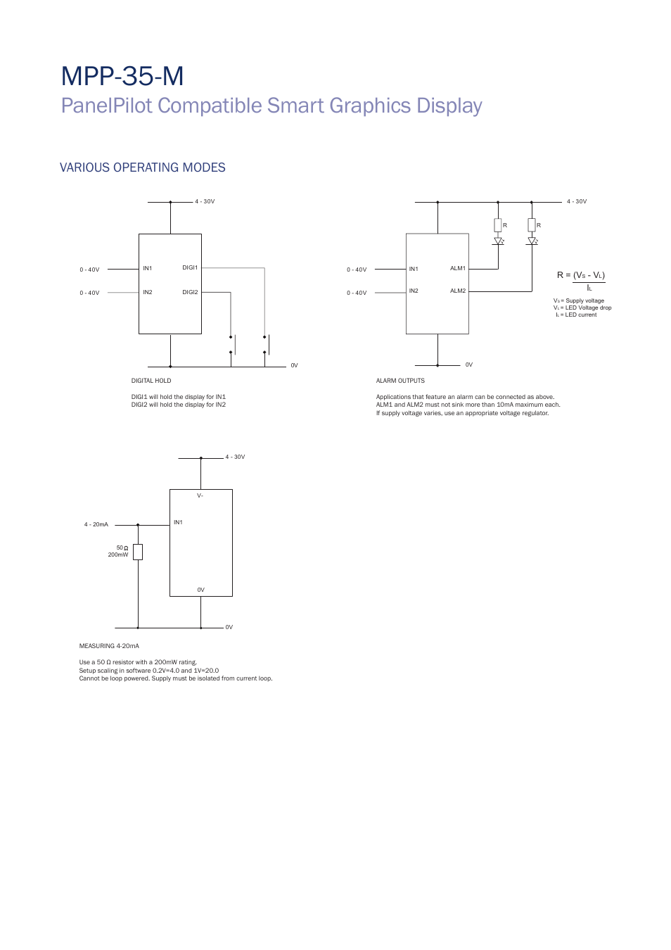 Mpp-3 5-m, Panelpilot compatible smart graphics display, Various operating modes | Martel Electronics MPP-35-M User Manual | Page 5 / 5